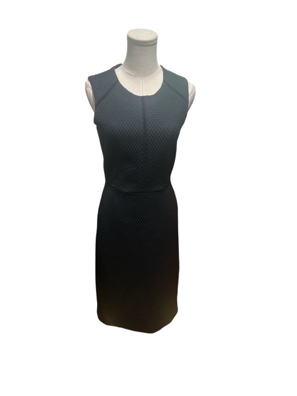 J.Crew Portfolio Navy Textured Sheath Dress Sz 2 Tall Sleeveless Career MIDI - Picture 2 of 10